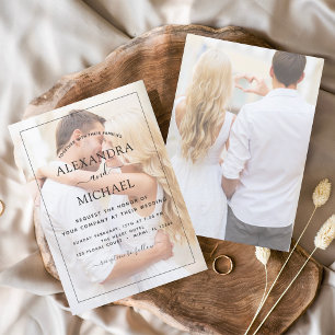 Invitación Moderno Boda de fotografía en negro y blanco super