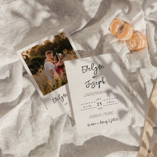 Invitación Moderno Boda de fotografía Minimalista en blanco y