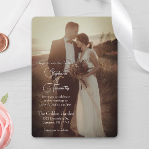 Invitación Moderno Boda de fotografía Minimalista en Terracot