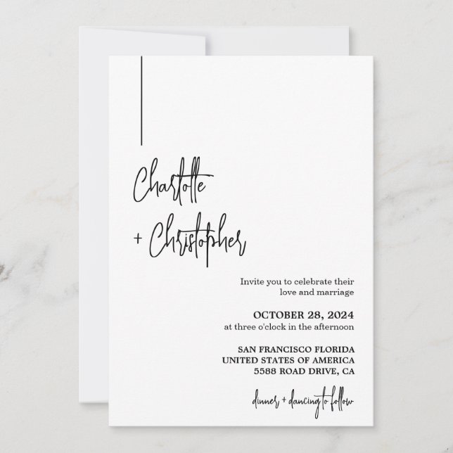 Invitación Moderno Boda de fotografía Minimalista sencillo y  (Anverso)