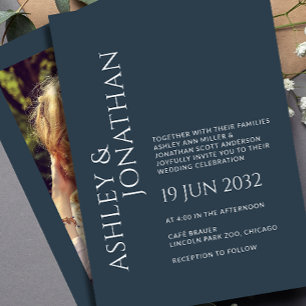 Invitación Moderno Boda de fotografía negrita y Minimalista