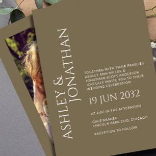 Invitación Moderno Boda de fotografía negrita y Minimalista