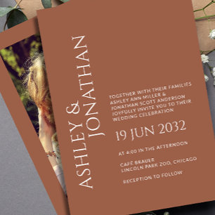 Invitación Moderno Boda de fotografía negrita y Minimalista