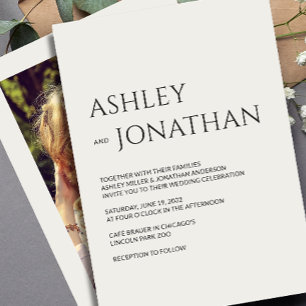 Invitación Moderno Boda de fotografía negrita y Minimalista