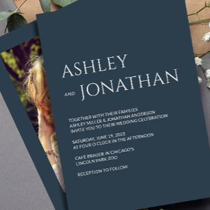 Invitación Moderno Boda de fotografía negrita y Minimalista