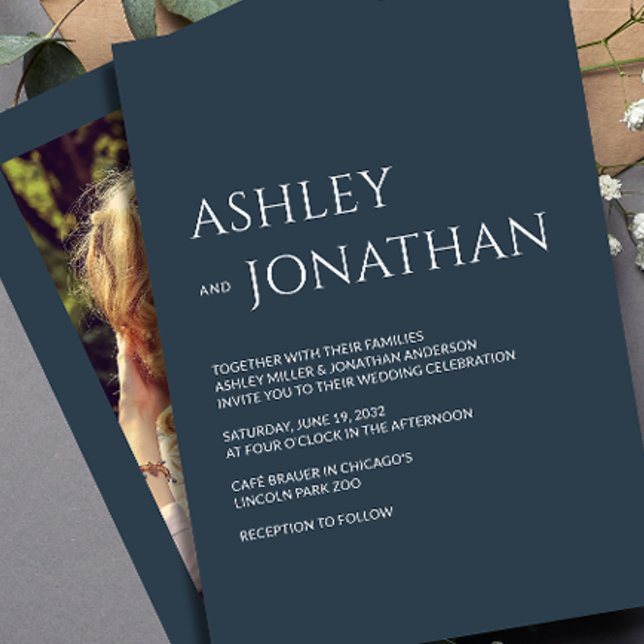 Invitación Moderno Boda de fotografía negrita y Minimalista (Subido por el creador)