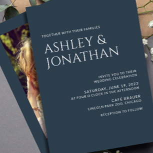 Invitación Moderno Boda de fotografía negrita y Minimalista