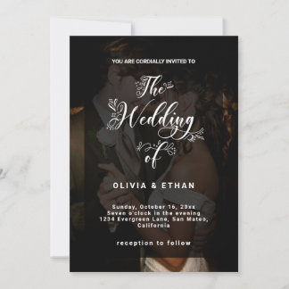 Invitación Moderno Boda de fotografía negro y blanco superpue