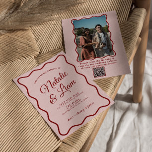 Invitación Moderno Boda de fotografía retro funky y colorida