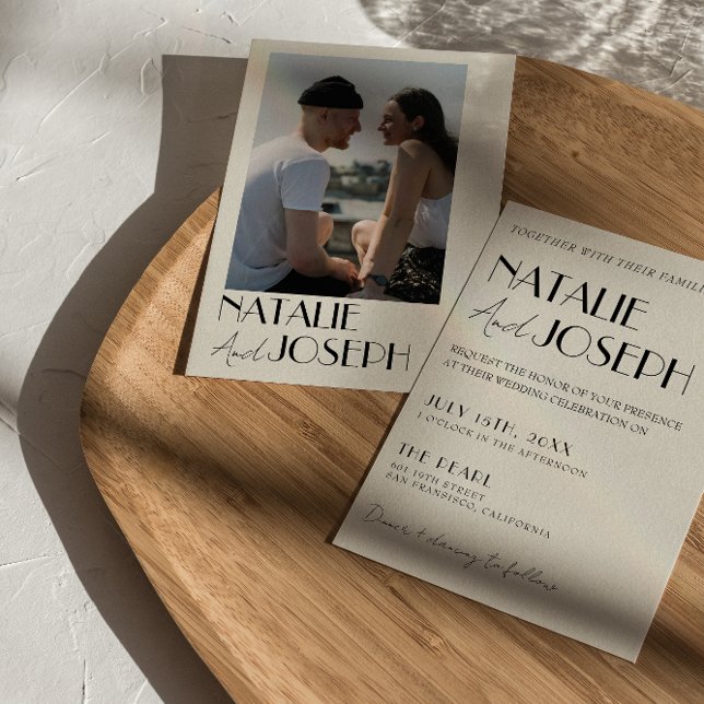 Invitación Moderno Boda de fotografía retro Minimalista franc (Subido por el creador)