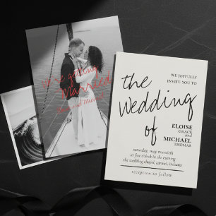 Invitación Moderno Boda de fotografía romántica manuscrita