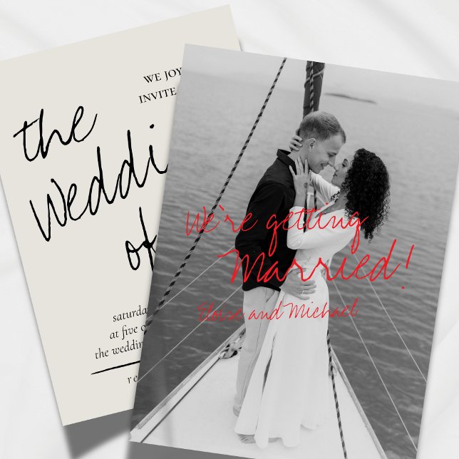 Invitación Moderno Boda de fotografía romántica manuscrita (Announce your big day in effortless style with this Handwritten Modern Wedding Invitation. )