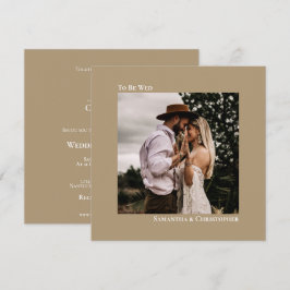Invitación Moderno Boda de fotografía Sandy Tan Square Minima