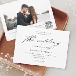 Invitación Moderno Boda de fotografía simple en blanco y negr