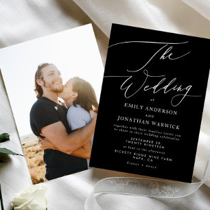 Invitación Moderno Boda de fotografía simple en blanco y negr
