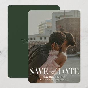 Invitación Moderno Boda de fotografía verde forestal Save Dat
