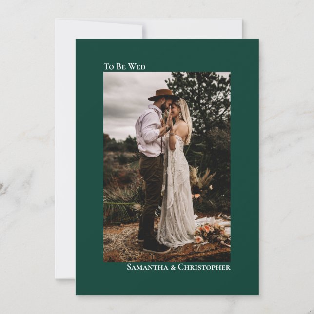 Invitación Moderno Boda de fotografía vertical de esmeralda M (Anverso)