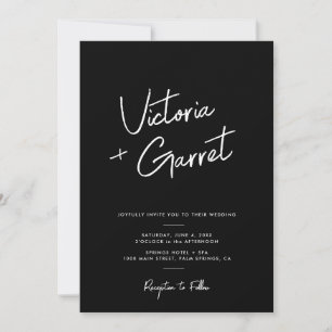 Invitación Moderno Boda de fotografías de escritura negra mín
