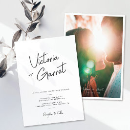 Invitación Moderno Boda de fotografías minimalista en blanco