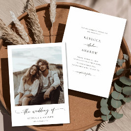Invitación Moderno Boda de fotografías rusticas de escritura 