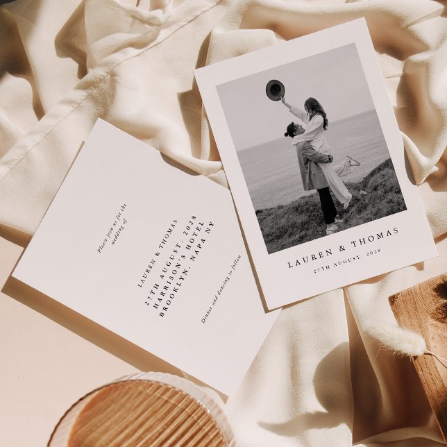 Invitación Moderno Boda de fotograma instantáneo negro y blan (Subido por el creador)