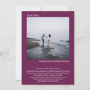 Invitación Moderno Boda de fotos de la pluma magenta Minimali