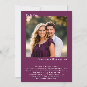 Invitación Moderno Boda de fotos de la pluma magenta Minimali