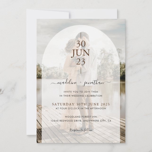Invitación Moderno Boda de fotos de puertas simples Minimalis (Anverso)