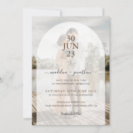 Invitación Moderno Boda de fotos de puertas simples Minimalis