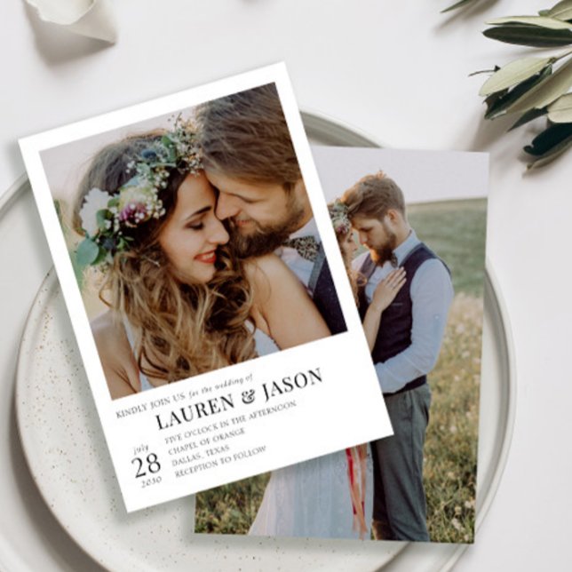 Invitación Moderno Boda de fotos en blanco y negro 2 (Subido por el creador)