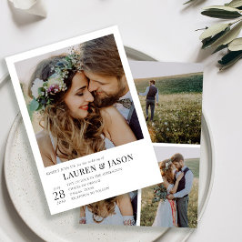 Invitación Moderno Boda de fotos en blanco y negro 4