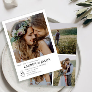 Invitación Moderno Boda de fotos en blanco y negro 4