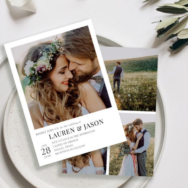 Invitación Moderno Boda de fotos en blanco y negro 4 (Subido por el creador)