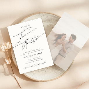 Invitación Moderno Boda de fotos minimal y con poca orientaci