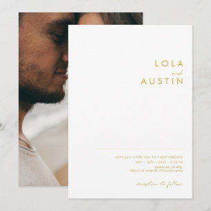 Invitación Moderno Boda de fotos Minimalista casual de fuente