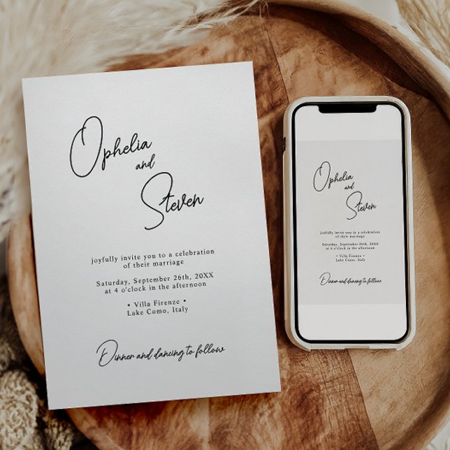 Invitación Moderno Boda de guión elegante Minimalista (Subido por el creador)
