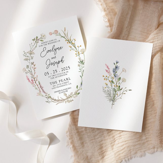 Invitación Moderno Boda de la flor silvestre Whimsical Floral (Subido por el creador)