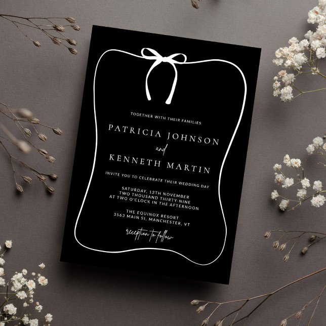 Invitación Moderno Boda de marco de arco de arte de línea bla (Subido por el creador)