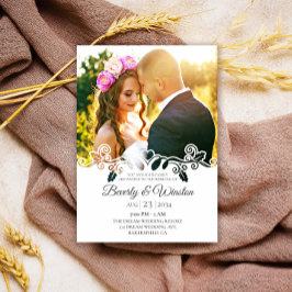 Invitación Moderno Boda de marco de foto floral simple