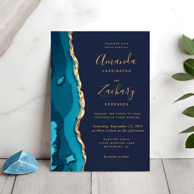 Invitación Moderno Boda de Moda de Geode Rubin Agate Verde az (Subido por el creador)