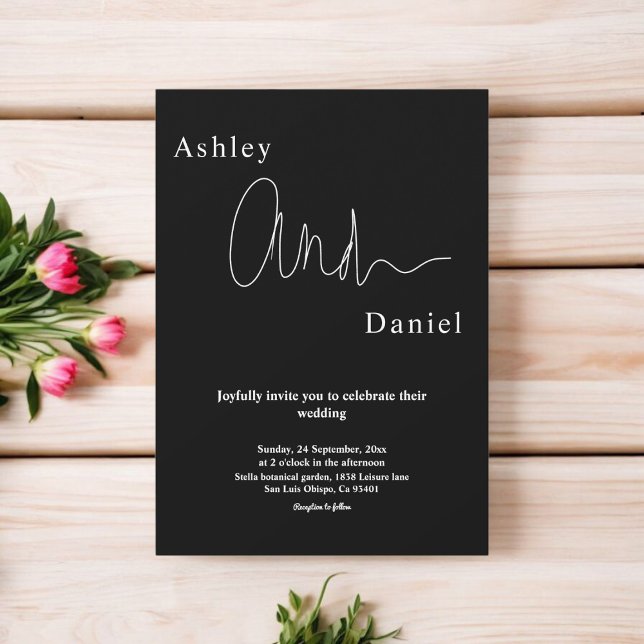 Invitación Moderno Boda De Moda Sencillo Blanco Y Negro Elega (Subido por el creador)