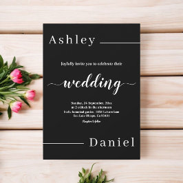 Invitación Moderno Boda De Moda Sencillo Blanco Y Negro Elega