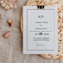 Invitación Moderno Boda de Monograma Blanco y Negro Minimalis