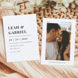 Invitación Moderno Boda de monograma de fotografía mínima neg