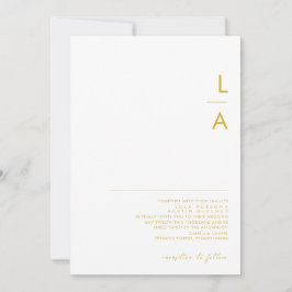 Invitación Moderno Boda de monograma de fuente de oro Minimal