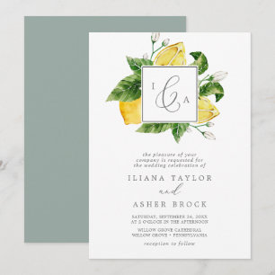 Invitación Moderno Boda de monograma formal del Jardín de Lim