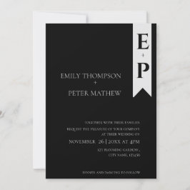 Invitación Moderno Boda de monograma Minimalista contemporáne