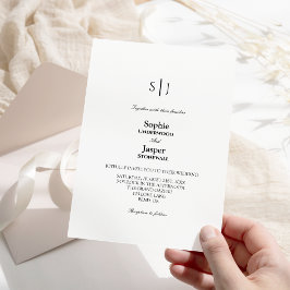 Invitación Moderno Boda de monograma simple clásico