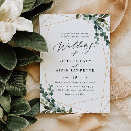 Invitación Moderno Boda de oro de la vegetación minimalista
