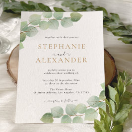 Invitación Moderno Boda de Oro Eucalyptus Greenery Botánico
